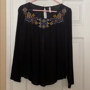 Black top with multicolor Embroidery